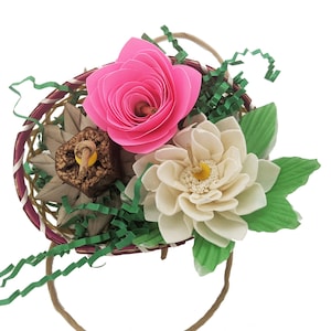 Flower Bird Toy, Parrot Toy with Sola, Balsa, Palm, and Paper, (Wildflowers)