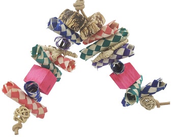 Balsa, Palm, and Vine Parrot Toy, Small Bird Toy with Many Textures (Remi)