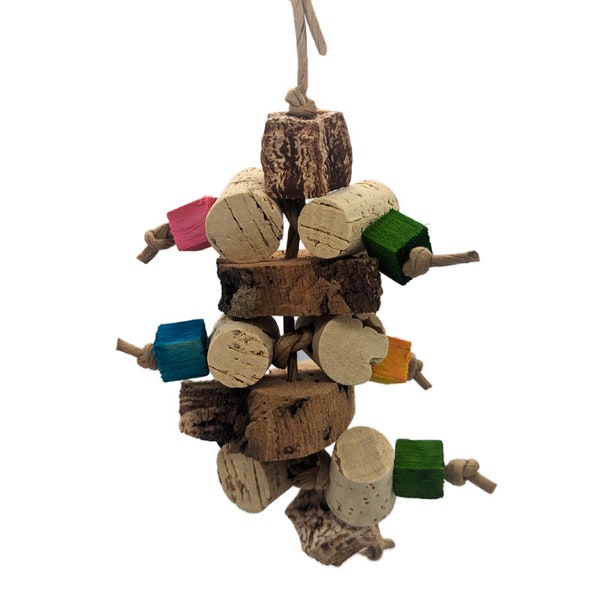 Cork Bark and Cork Stopper Bird Toy, Toy for Small Parrots with Balsa and Mahogany (Corky)