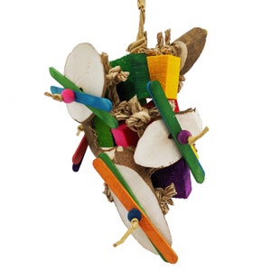 Sola Bird Toy, Parrot Toy with Seagrass, Craft Sticks, and Balsa (Flim Flam)
