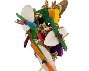 Sola Bird Toy, Parrot Toy with Seagrass, Craft Sticks, and Balsa (Flim Flam)
