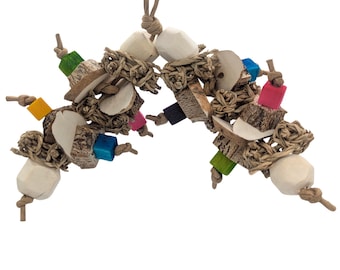 Sola and Seagrass Bird Toy: Balsa & Mahogany Parrot Chew (Frolic)