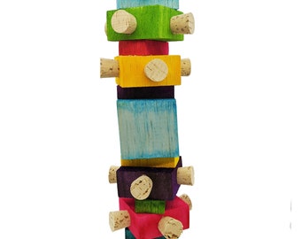 Balsa & Cork Parrot Toy: Large Colorful Bird Shredder (Balsa Spire)