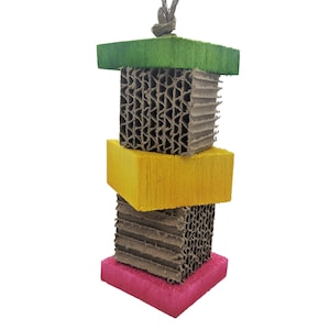 Balsa and Cardboard Parrot Toy, Bird Toy with Foraging Spot, (Skep)