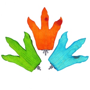 Dinosaur Footprint Parrot Perch: Pine Platform Bird Cage Accessory (Stomp)