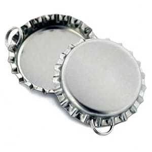 100 Crown Bottle Caps with 8mm Split Rings