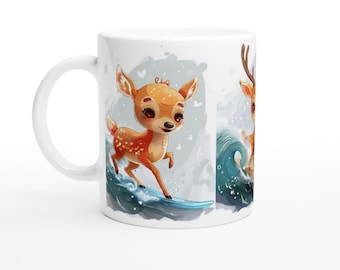 Handmade Charming Deer Ceramic 11 oz Mug Design #2 – Perfect Gift for Animal Lovers & Coffee Enthusiasts