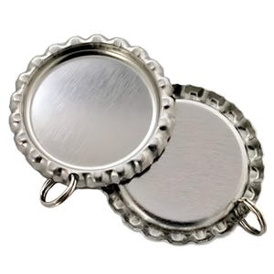 100 Flat Bottle Caps with 8mm Rings