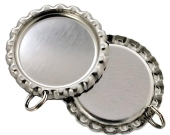 100 Flat Bottle Caps with 8mm Rings