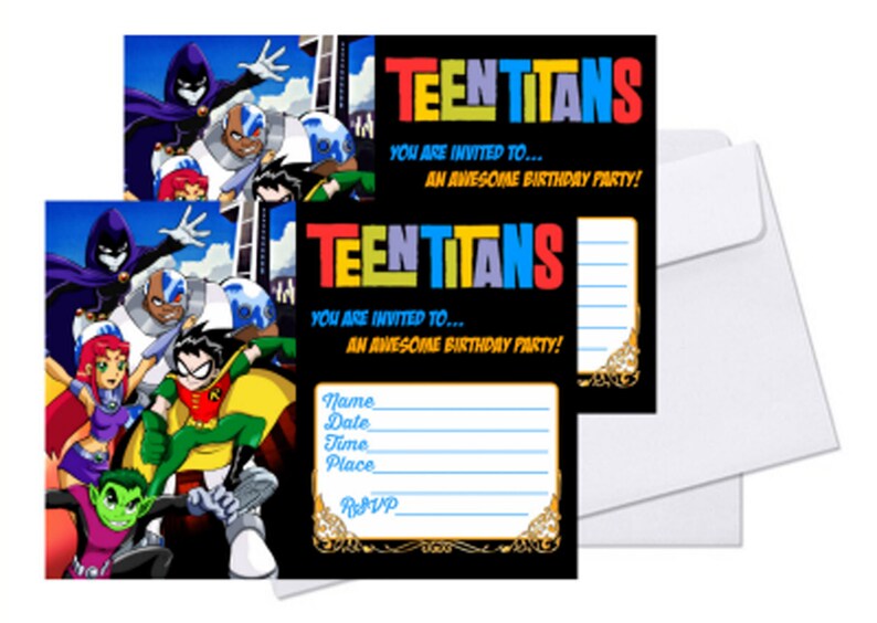 12 Teen Titans Birthday Invitation Cards 1 - Etsy