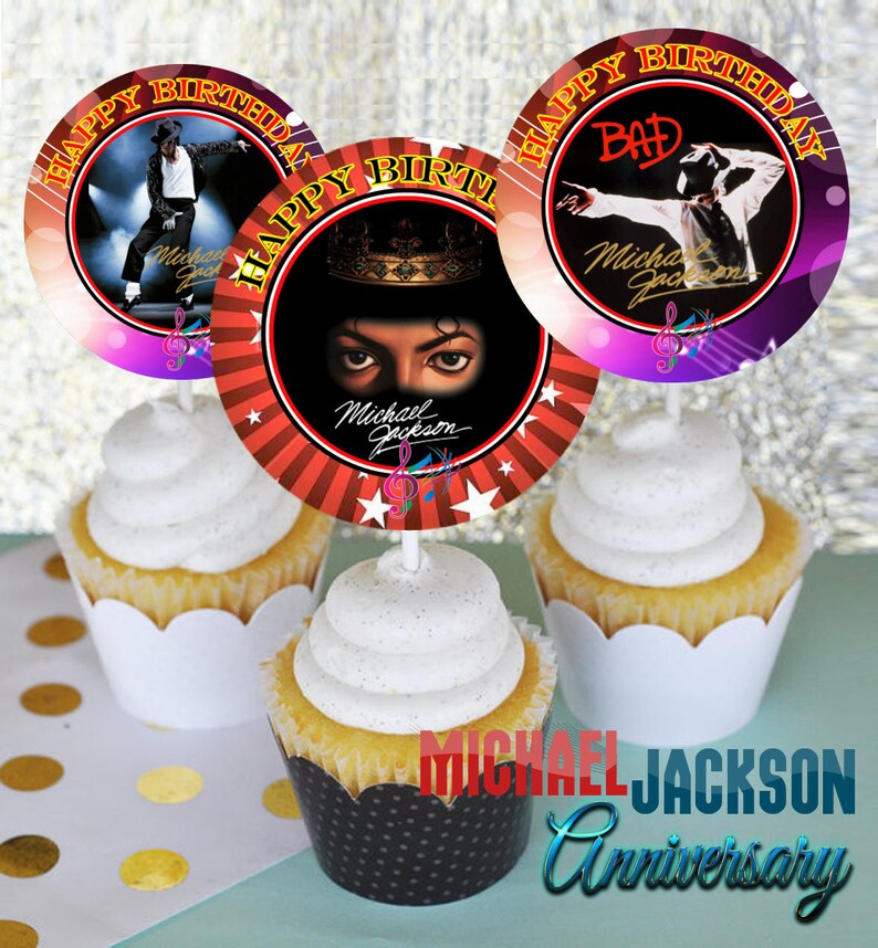 12 Michael Jackson Anniversary Birthday Cupcake Toppers Set 1 Etsy