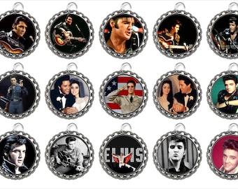 15 Elvis Presley Bottle Cap Necklaces Set #2