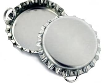 50 Crown Bottle Caps with 8mm Split Rings