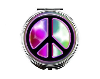 Peace Sign - Compact Mirror - Make Up Pocket Mirror