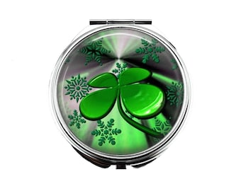 Four Leaf Clover - Compact Mirror - Make Up Pocket Mirror
