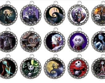 Ensemble de 15 colliers à pendentif bouchon de bouteille en argent L'Étrange Noël de l'Étudiant #3