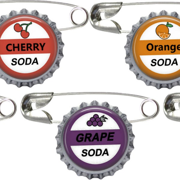 5 Soda Bottle Cap Pins Set #1