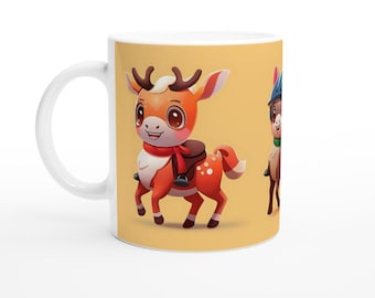 Handmade Charming Deer Ceramic 11 oz Mug Design #1– Perfect Gift for Animal Lovers & Coffee Enthusiasts