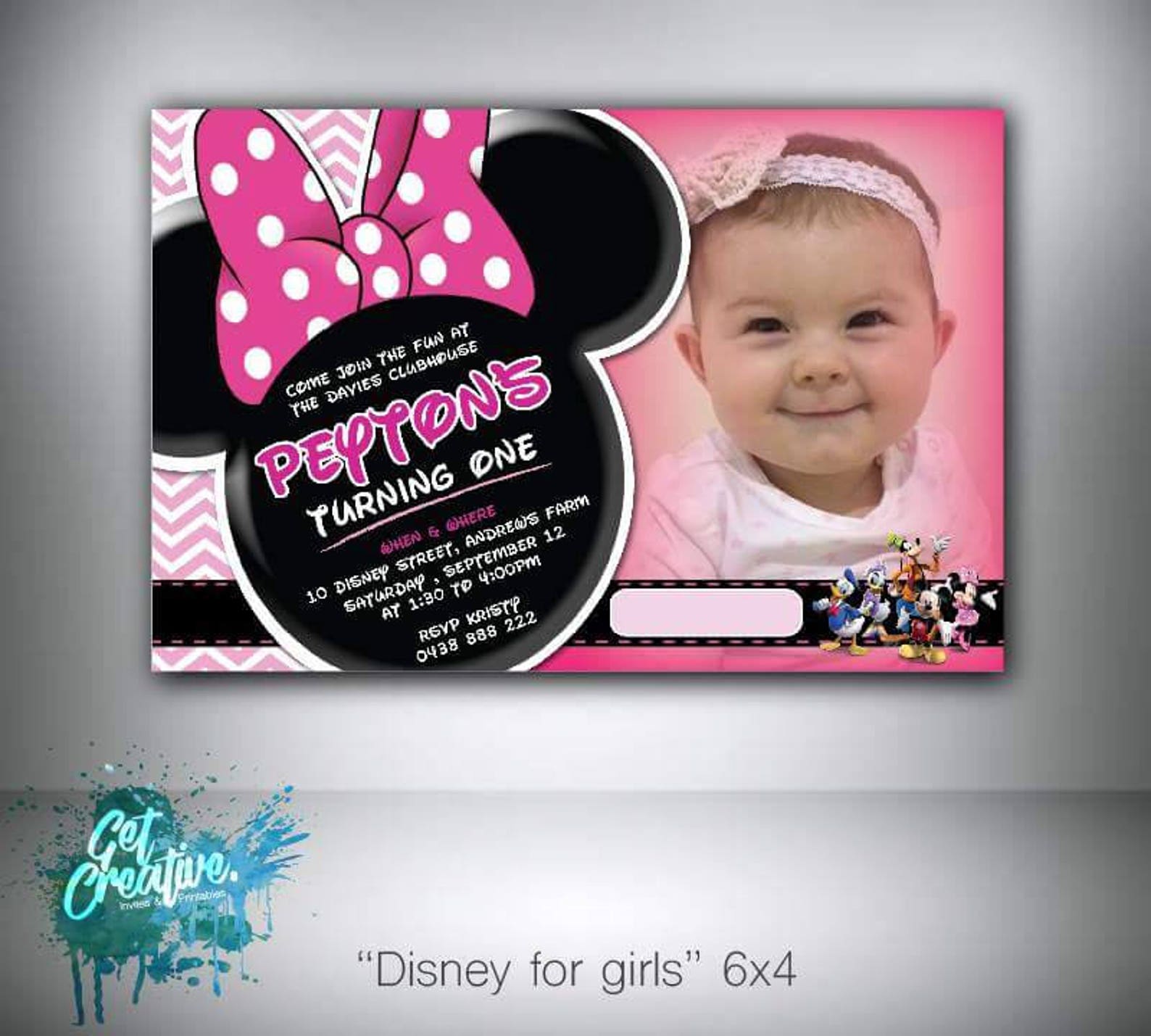 Minnie Mouse Birthday Invitation Digital File Supplied Etsy
