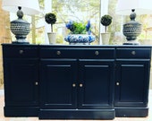 CUSTOMISED Large antique black sideboard buffet credenza