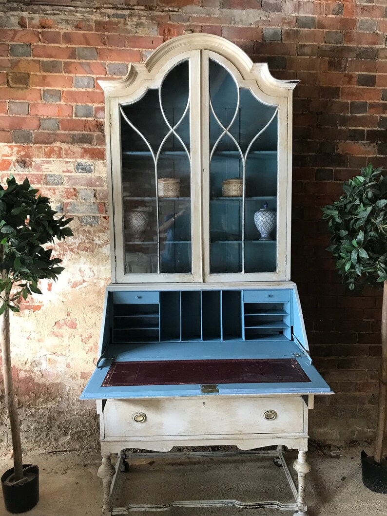 Antique Upcycled Grey Display Cabinet Vintage Drinks Cabinet Etsy