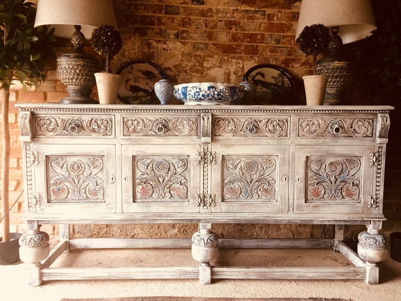Antique White Indian Sideboard Etsy UK