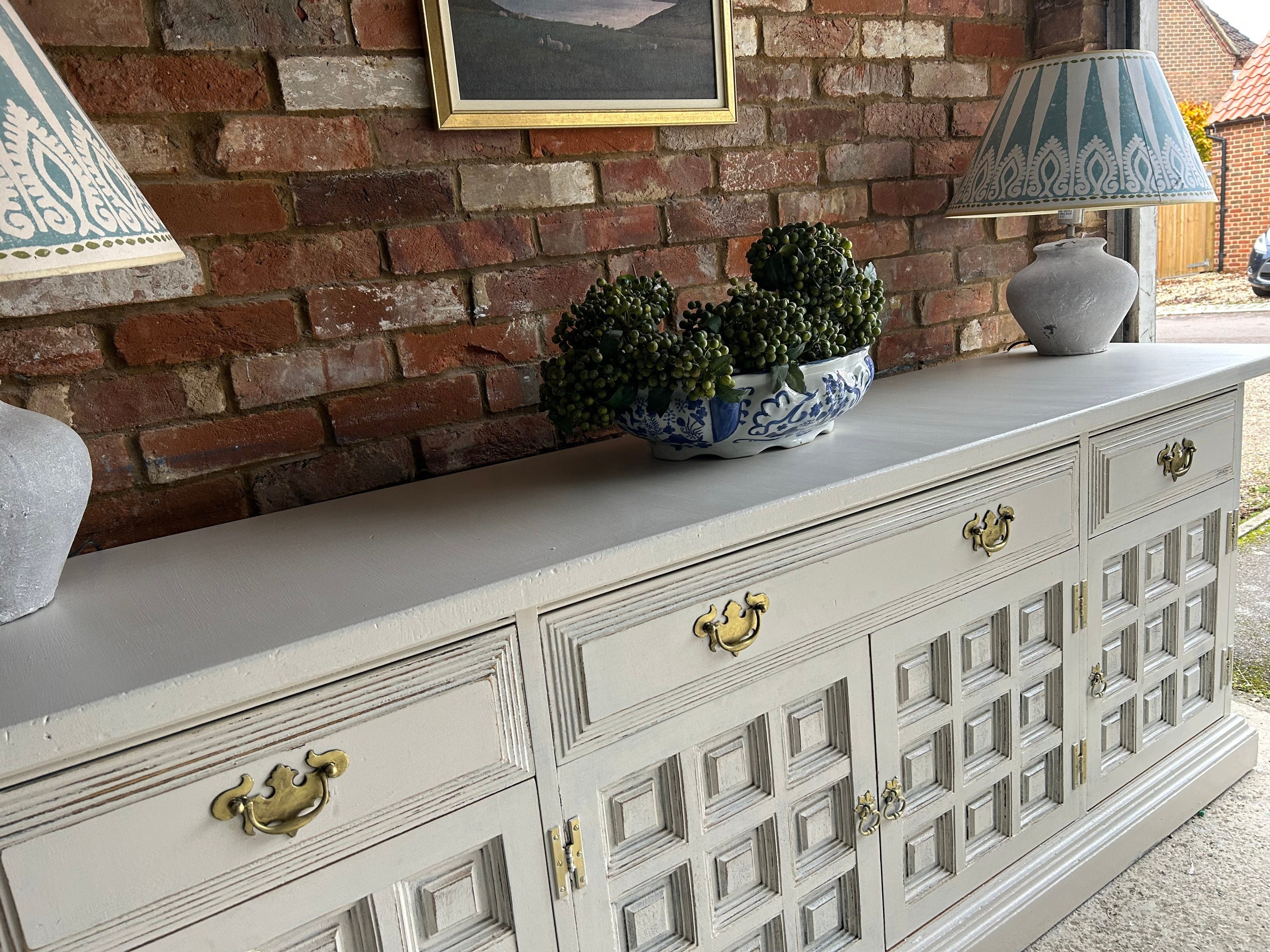 Antique Grey Sideboard Painted Upcycled TV Cabinet Large Shabby Chic Sideboard Etsy