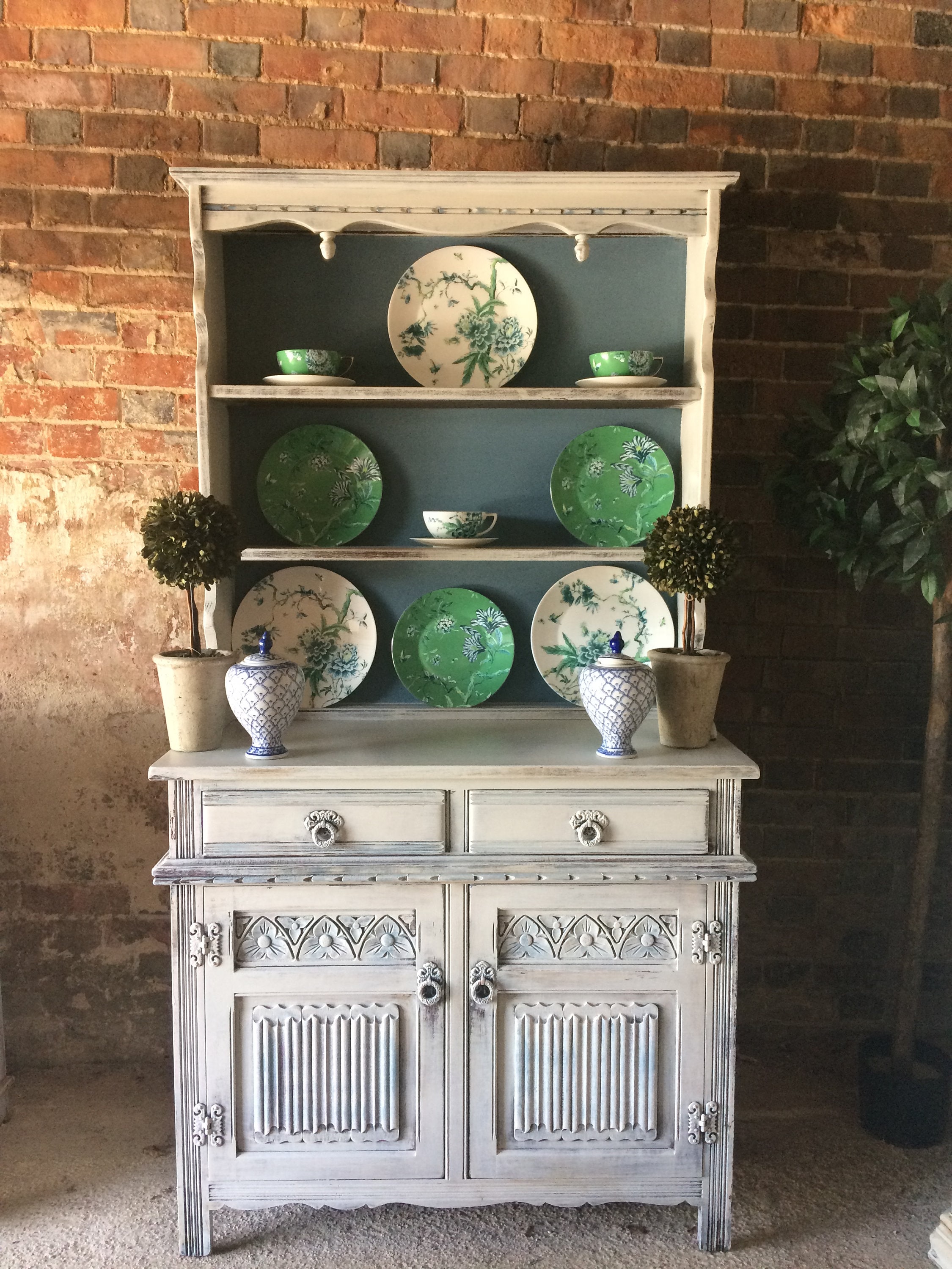 Rustic French Farmhouse Dresser White Washed Welsh Display Unit