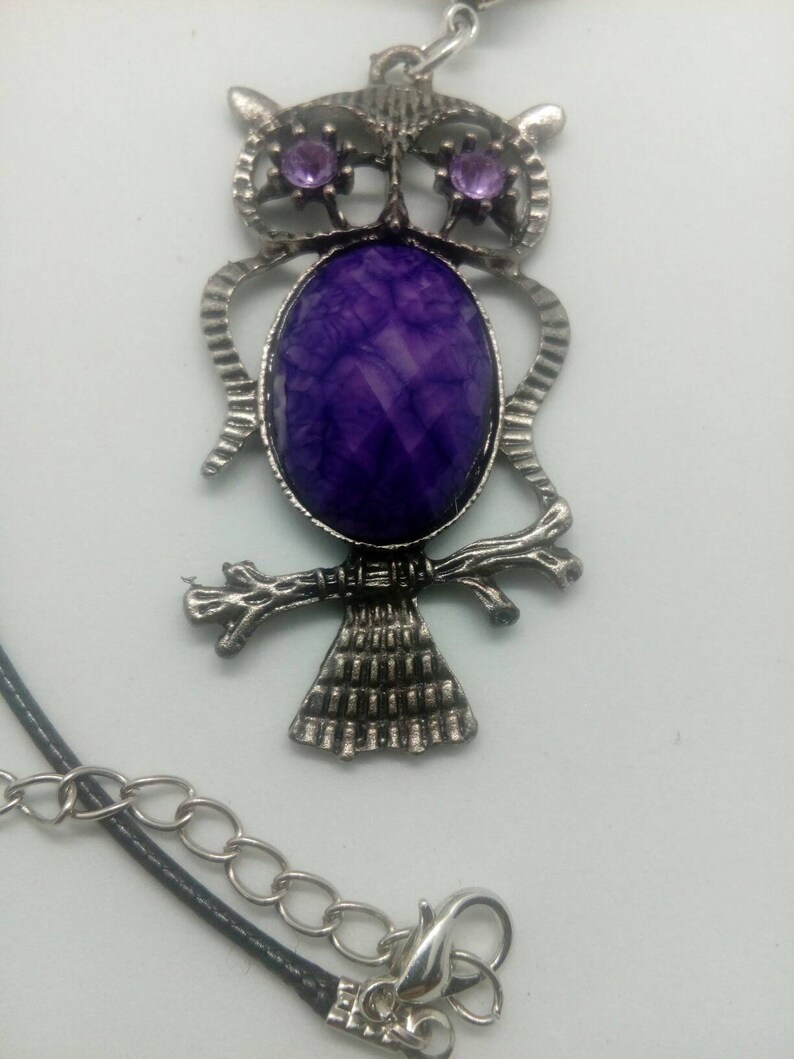 Owl necklace purple owl pendants owl jewelry owl necklace