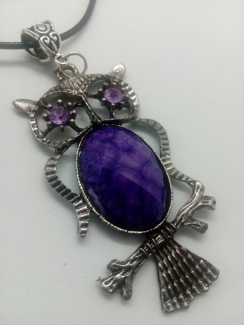 Owl necklace purple owl pendants owl jewelry owl necklace