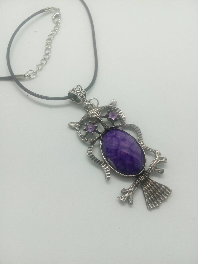 Owl necklace purple owl pendants owl jewelry owl necklace