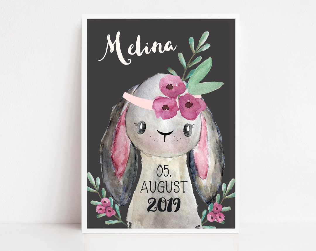 Poster With Name A4 Poster Bunny Boho Nursery Décor Gift Etsy