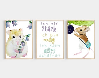 Children's room picture set with affirmations for children, posters for children's baby rooms, children's affirmations posters