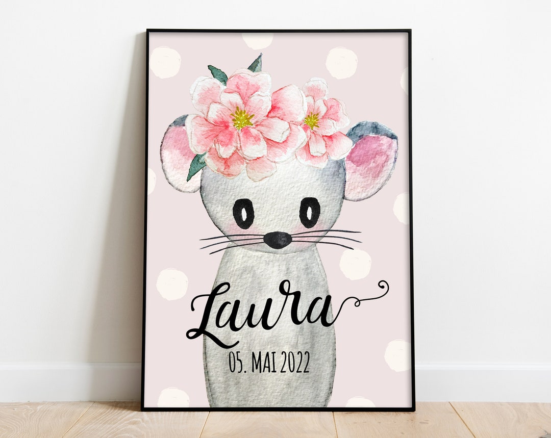 Buy Poster With Name A4 Poster Mouse Girl Children's Room Online in