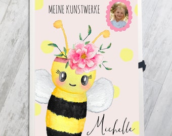 Collection folder A3 personalized with name and photo, drawing folder souvenir folder works of art A3 Bee Girl