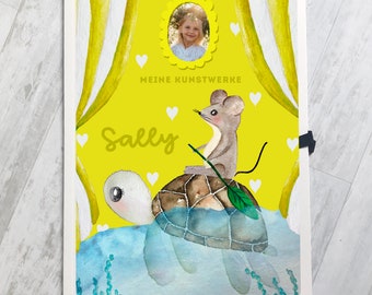 Folder A3 personalized with name and photo, folder keepsake folder artwork A3 mouse and turtle