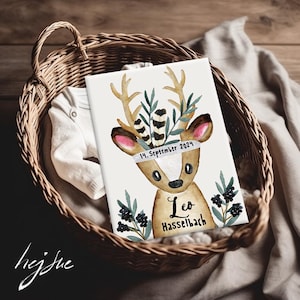 U-Hefthülle Impfpasshülle Reh Boho Junge, Uheft, Impfpass, Geburtsgeschenk