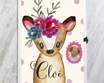 Folder A3 personalized with name and photo, folder keepsake folder artwork A3 deer girl