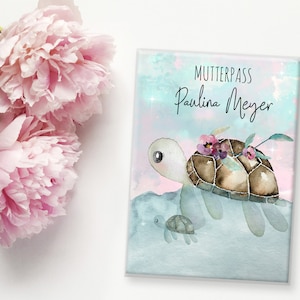 Mutterpasshülle Schildkröte, Mutterpass, Mutterpass Hülle mit Name