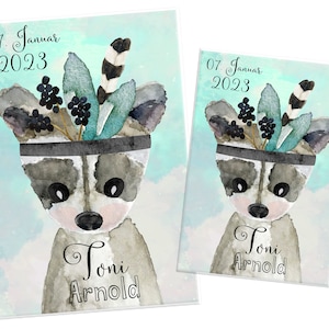 Uheft Hülle Impfpasshülle Name, Uheft & Impfpass Waschbär, Geschenk Junge