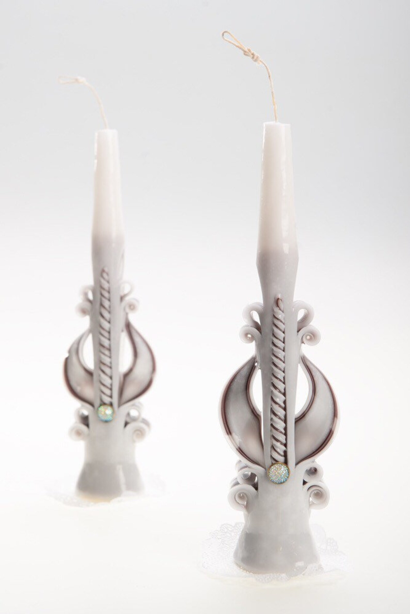 Personalized wedding candles Carved candles Biege Wedding Set Etsy