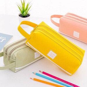 Double Zipper Canvas Large Capacity Pencil Case/Pencil Pouch/Zipper Pouch/Cosmetic Pouch/Cosmetic Bag image 6