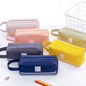 Double Zipper Canvas Large Capacity Pencil Case/Pencil Pouch/Zipper Pouch/Cosmetic Pouch/Cosmetic Bag