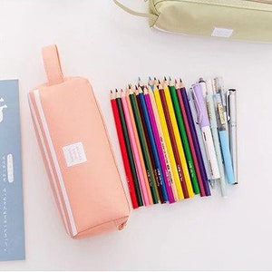 Double Zipper Canvas Large Capacity Pencil Case/Pencil Pouch/Zipper Pouch/Cosmetic Pouch/Cosmetic Bag image 3