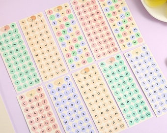 1 Set (2 Sheets) Cute Alphabet Sticker for Bullet Journal/Scrapbook/Diary/Planner