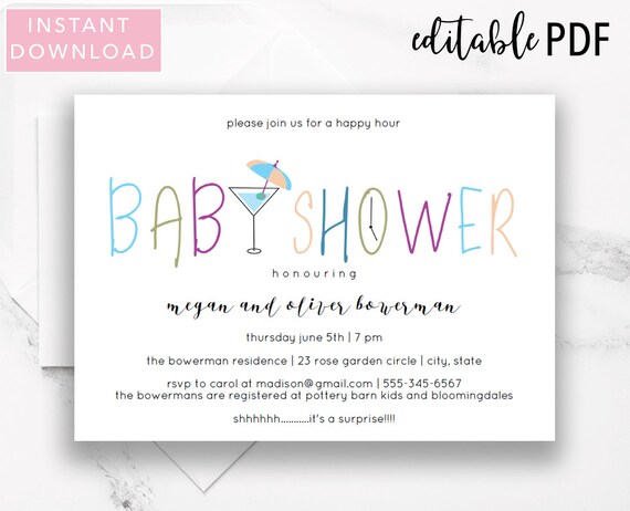 happy hour baby shower invitations