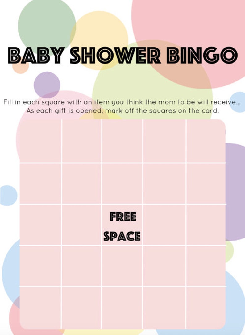 Balloon Baby Shower Bingo Game Cards INSTANT DOWNLOAD Etsy