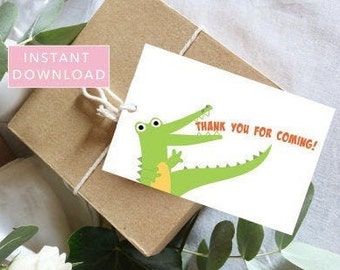 Alligator Thank You/Gift/Favor Tags, 2"x3", INSTANT DOWNLOAD and Printable