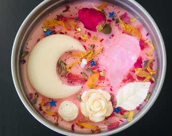 Rose Moon Candle / Rose Quartz Candle / Self love Candle / New Moon Candle / Crystal Healing Candle