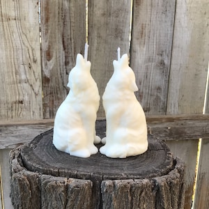 Wolf Couple Soy Wax Candles: Hand Poured Howling Wolves, Set of 2